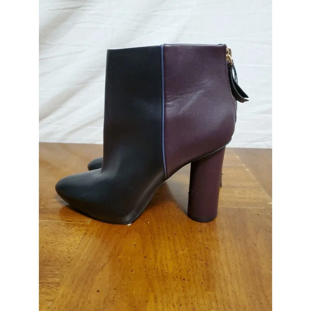 Cabi Bisset Leather Black Mulberry Color Block Booties Boots Size 10 Shoes